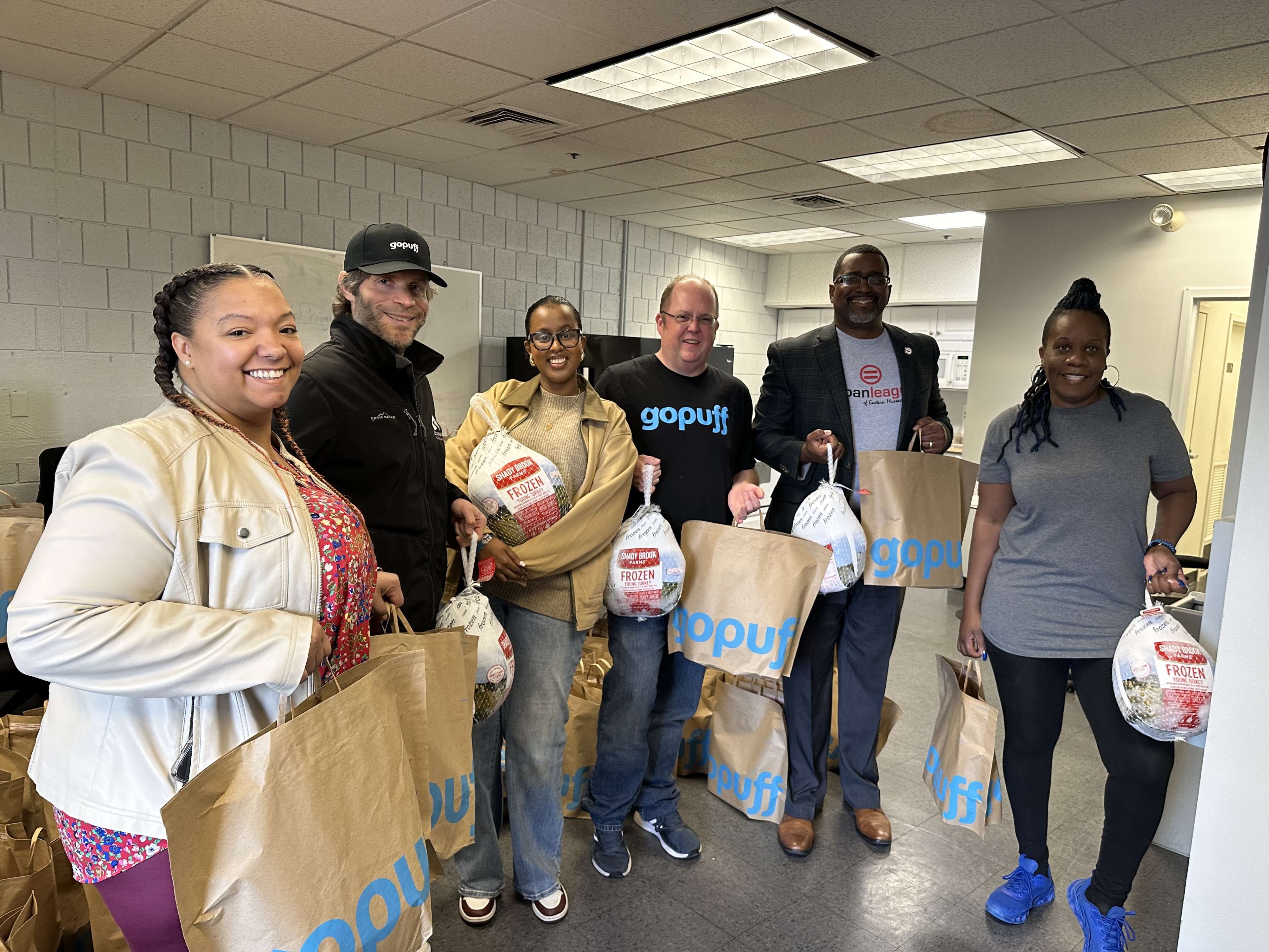 Gopuff partnered with Boston City Councilmember Ruthzee Louijeune and the Urban League of Eastern Massachusetts to donate Thanksgiving staple items.