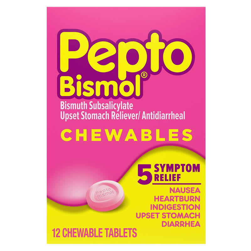 A box of Pepto Bismol Chewables