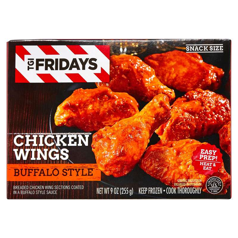 A box of TGI Friday’s Buffalo Chicken Wings