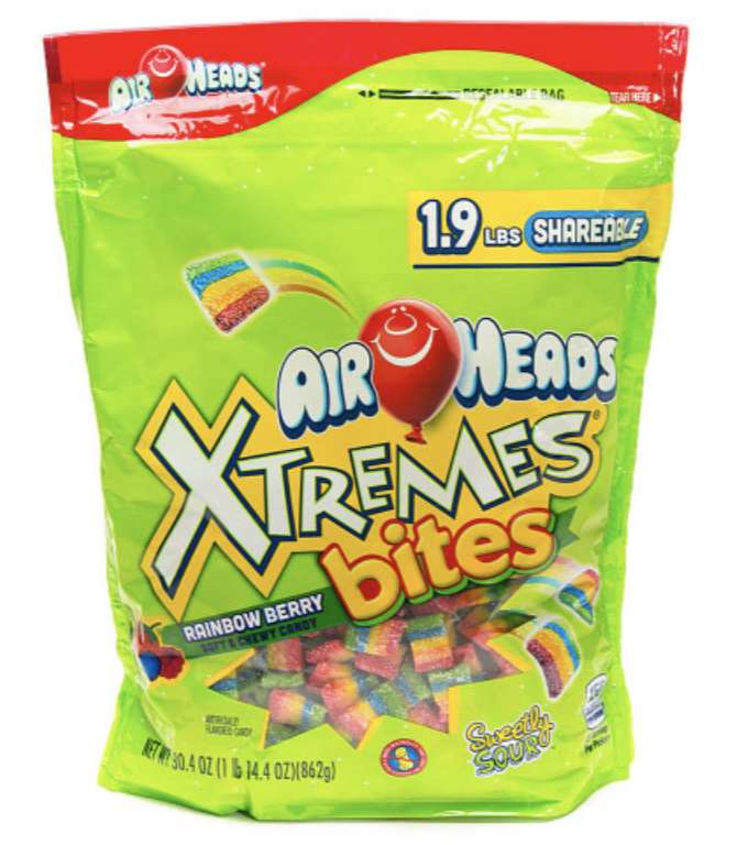 A  bag of Airheads Xtremes Bites in flavor Rainbow Berry