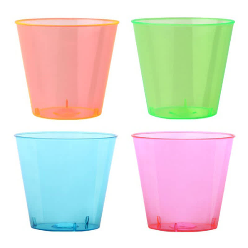 Four coloured cups