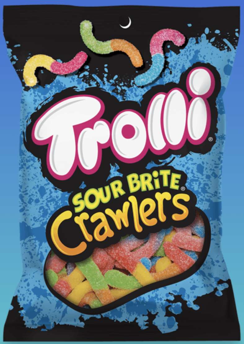 A bag of original Trolli Sour Brite Crawlers