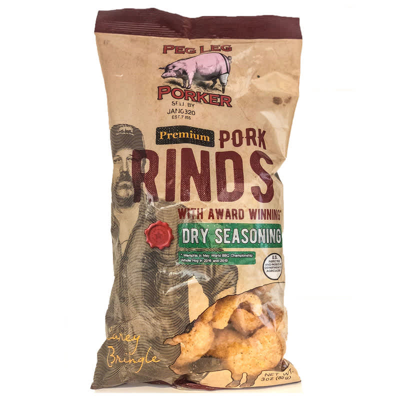 A bag of Peg Leg Porker pork rinds