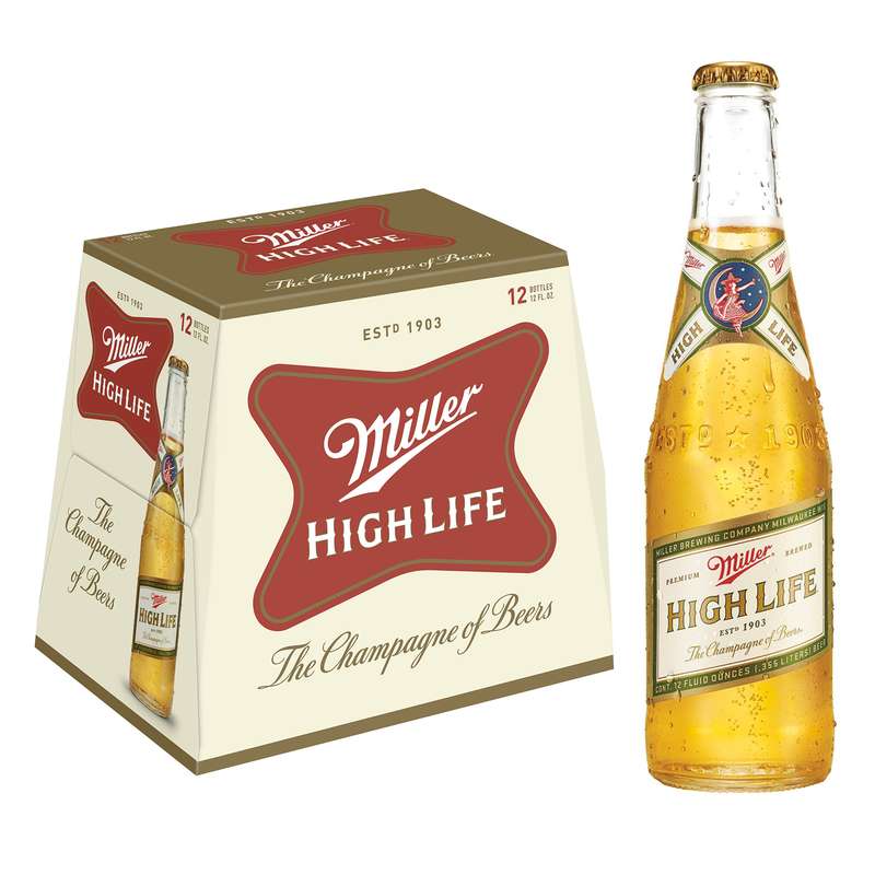 12-pack of Miller High Life bottles