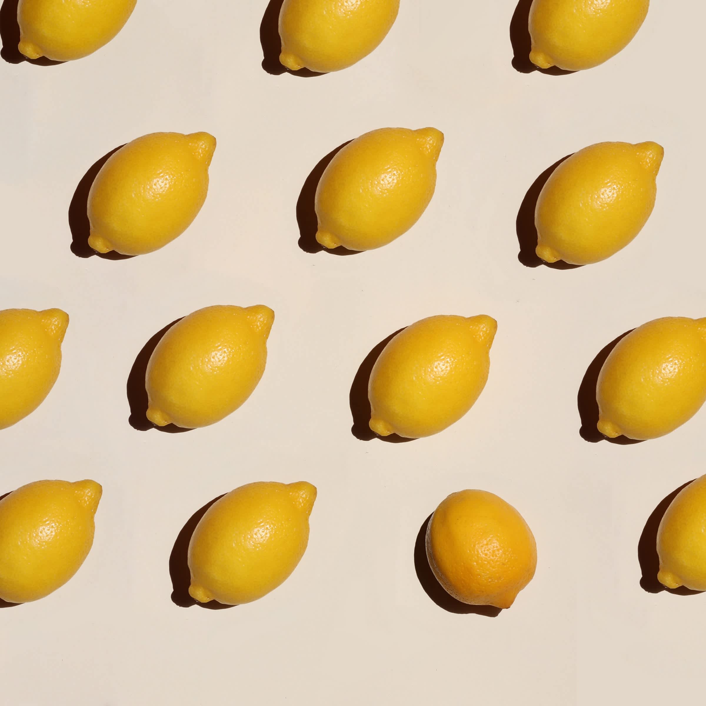Yellow lemons on a table