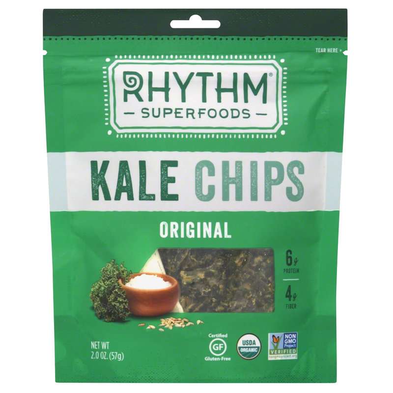 A bag of Rhythm Superfoods original kale chips