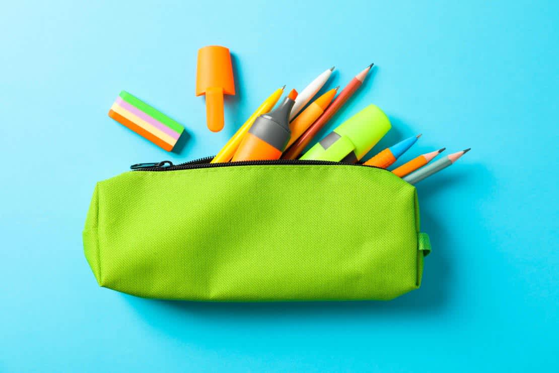 pencil case with supplies