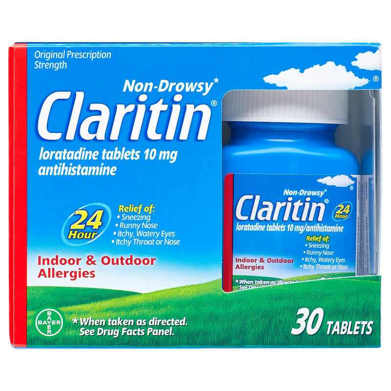 Package of Claritin 24-Hour Non-Drowsy Allergy Relief Tablets
