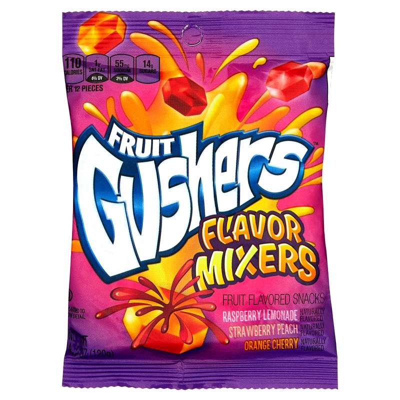 A bag of Gushers Flavor Mixers candy