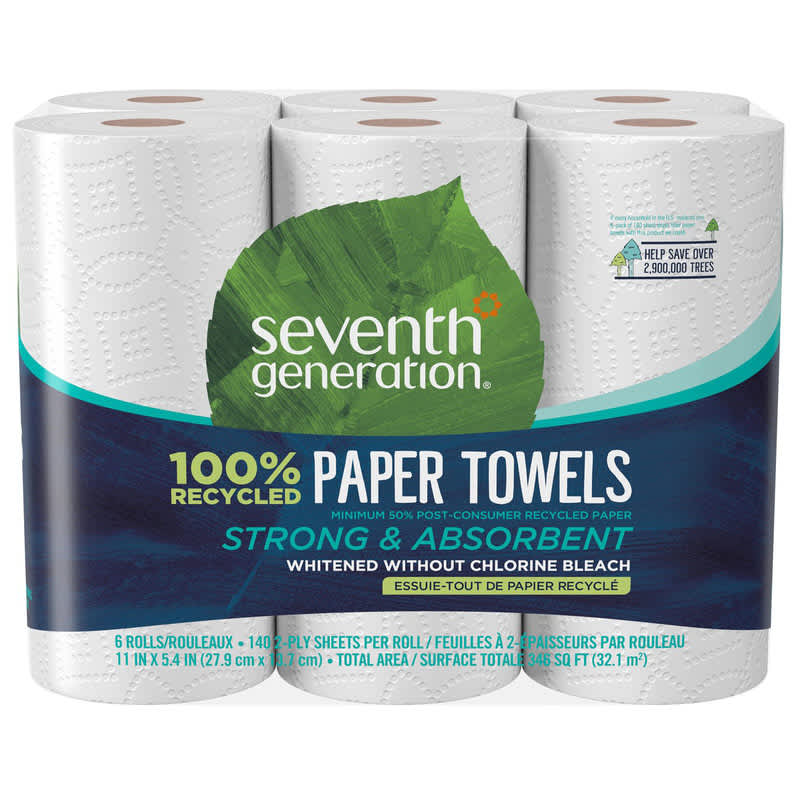 A package of Seventh Generation Recycled Paper Towels, 6-pk