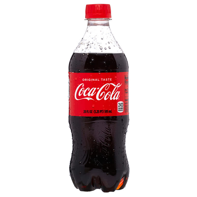 A 20 ounce bottle of Coca-Cola Classic