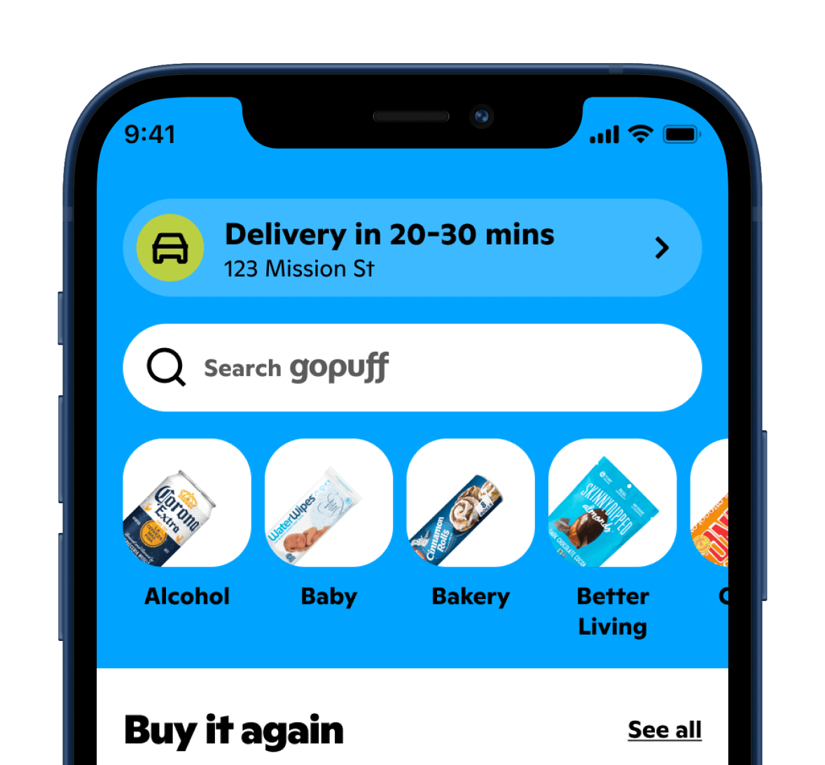 Gopuff mobile app screenshot