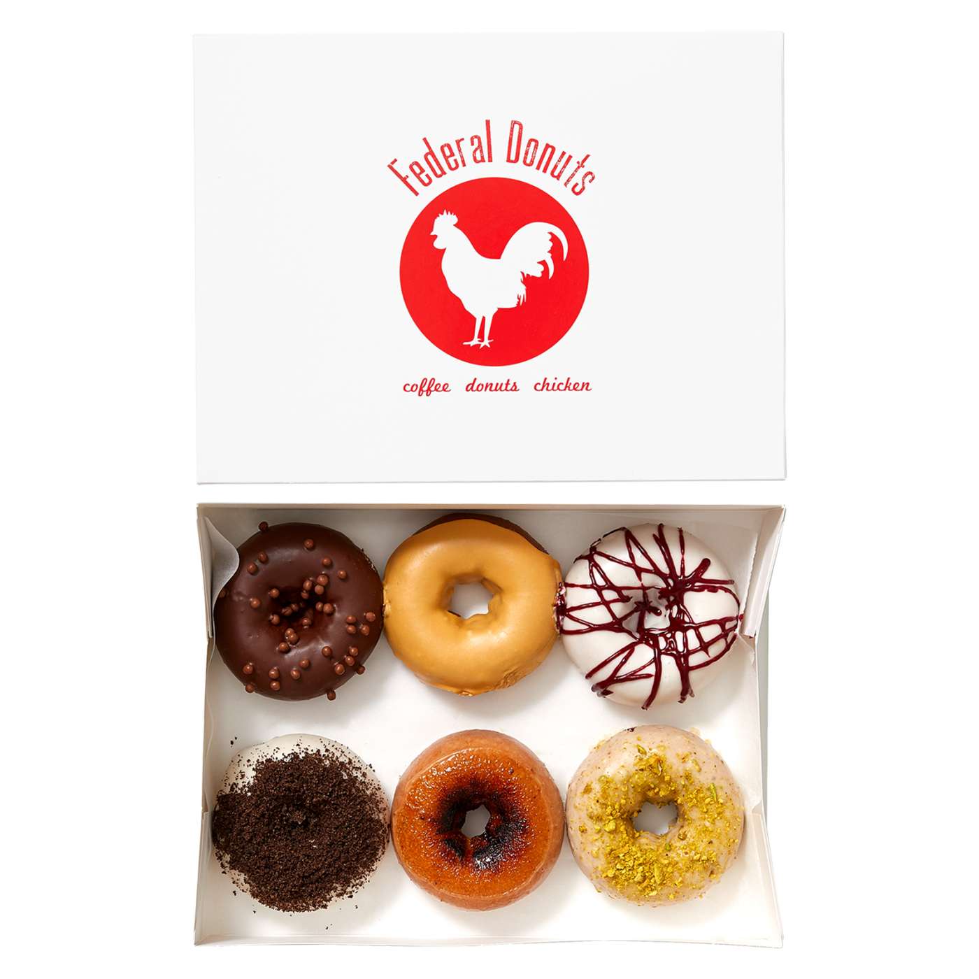 Federal Donuts variety box of 6 fancy donuts