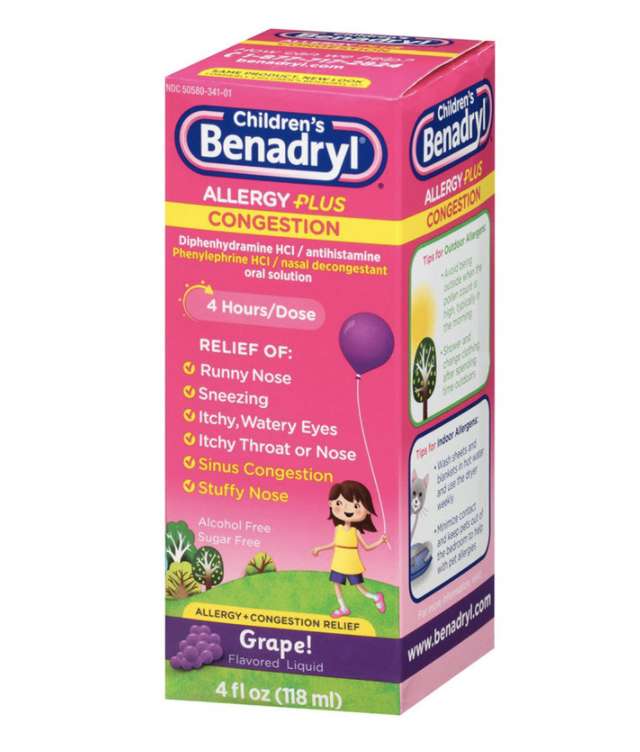 Benadryl Children’s Allergy & Sinus Relief Grape Liquid 