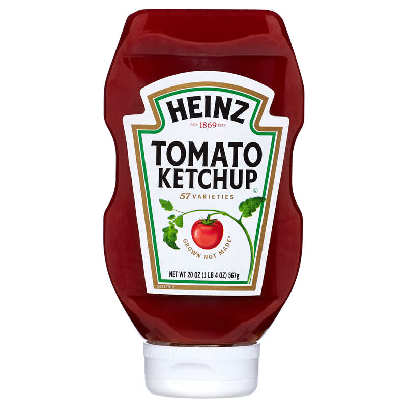 20-ounce bottle of Heinz ketchup