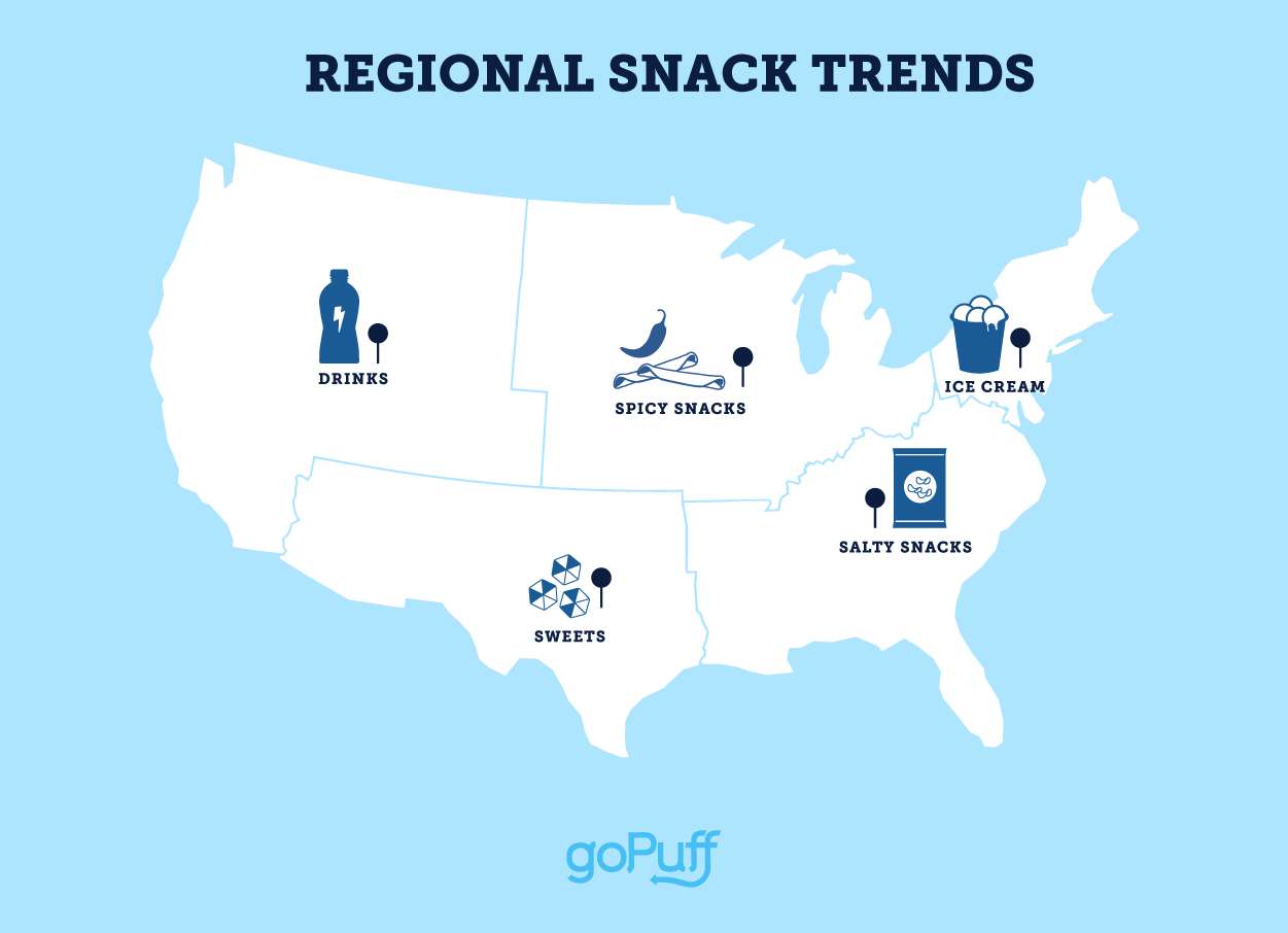 Regional Snack Trends - US map