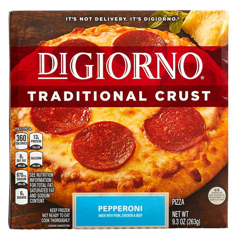 A DiGiorno pepperoni pizza with traditional crust