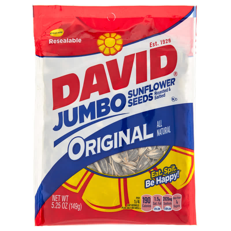 A jumbo bag of David Sunflower Seeds, 5.25oz