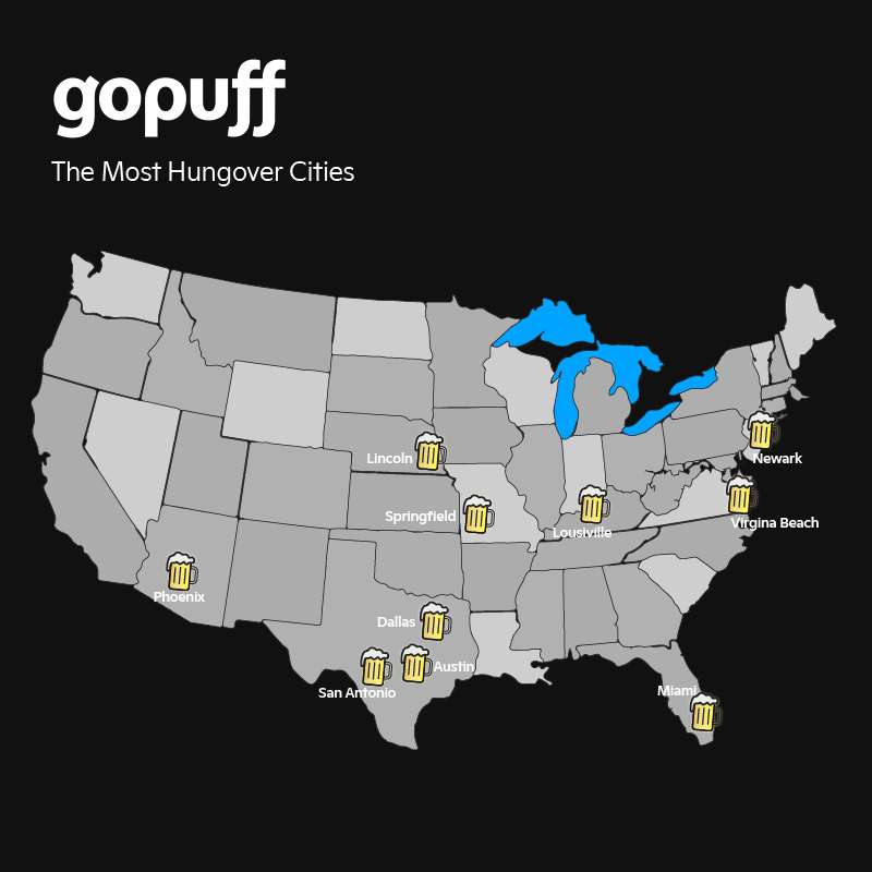 Gopuff Struggies Most Hungover Cities