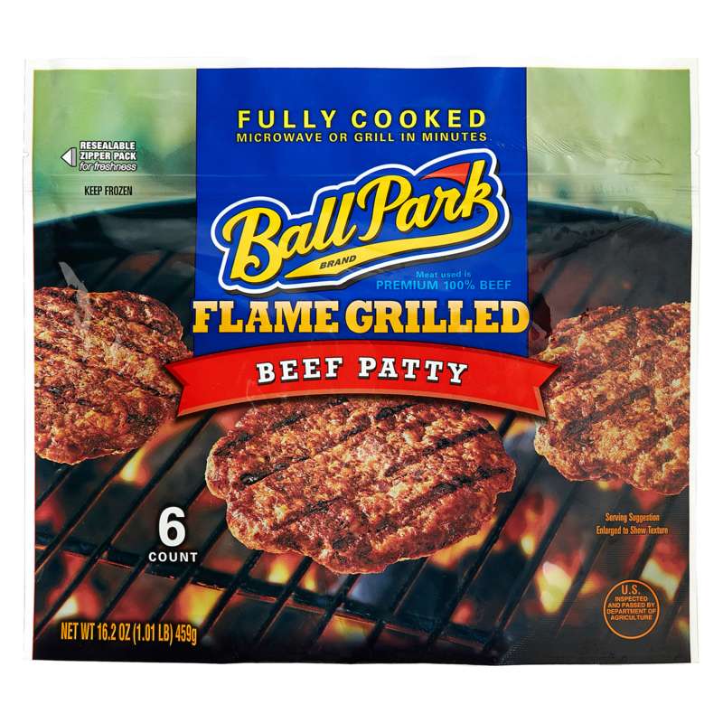Ballpark flame-grilled beef patties
