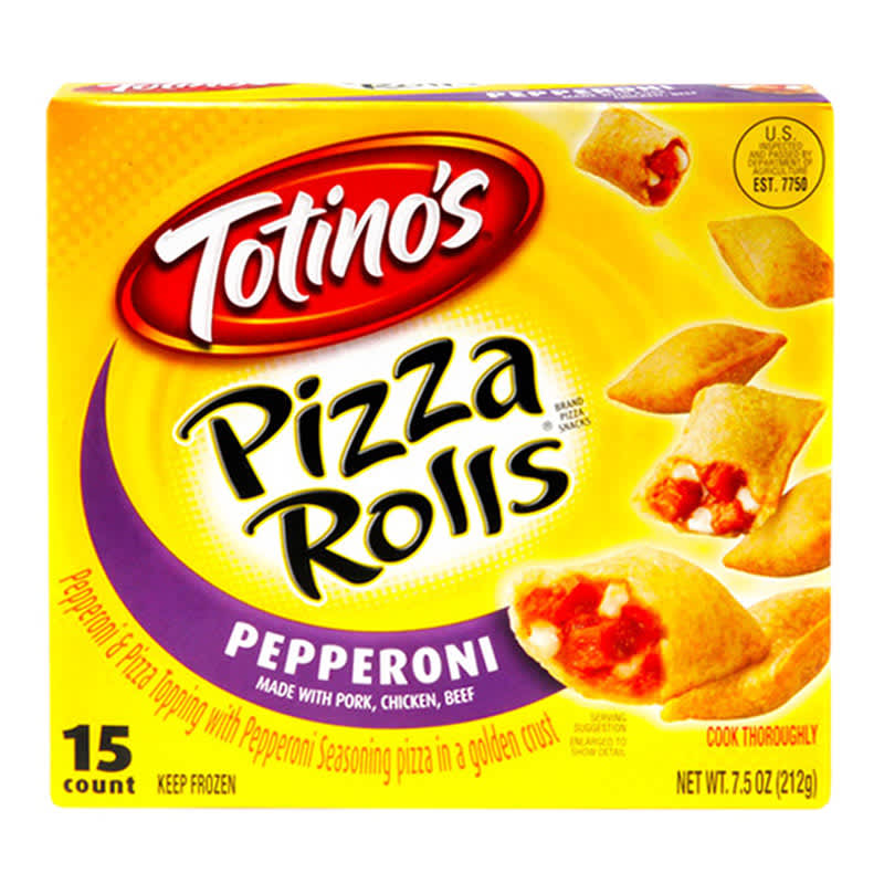 A 15-count box of Totino's pepperoni pizza rolls