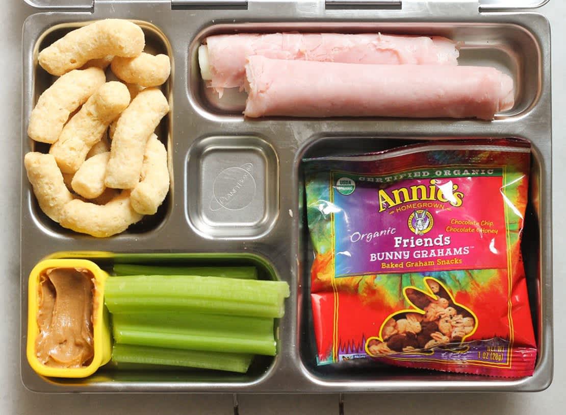 Ham & cheese roll-up bento box school lunch