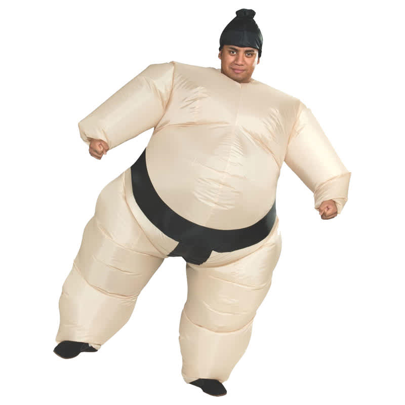 Man in inflatable sumo wrestler costume
