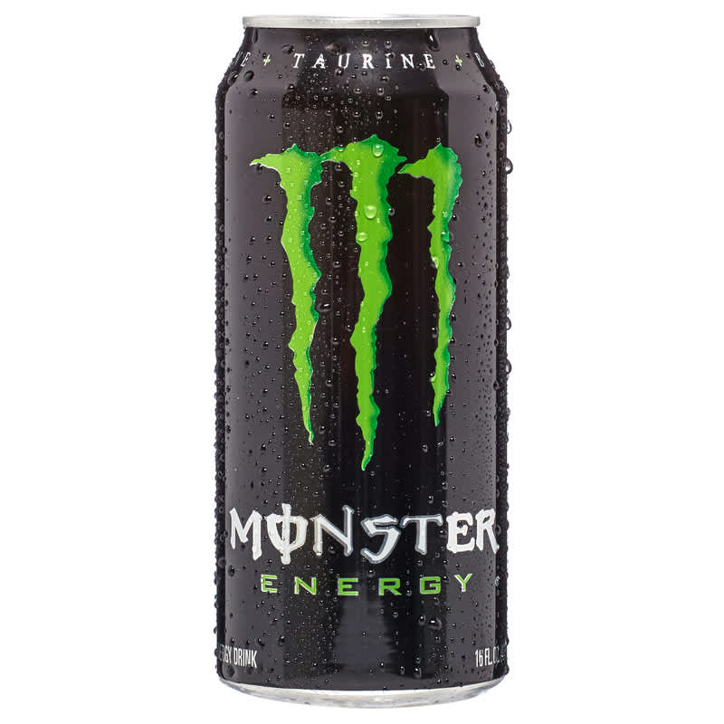 A single 16oz Monster Energy green can