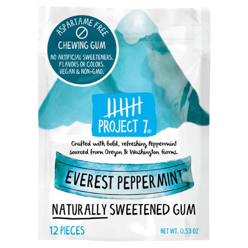 Project 7 Naturally Sweetened Everest Peppermint Gum 12ct