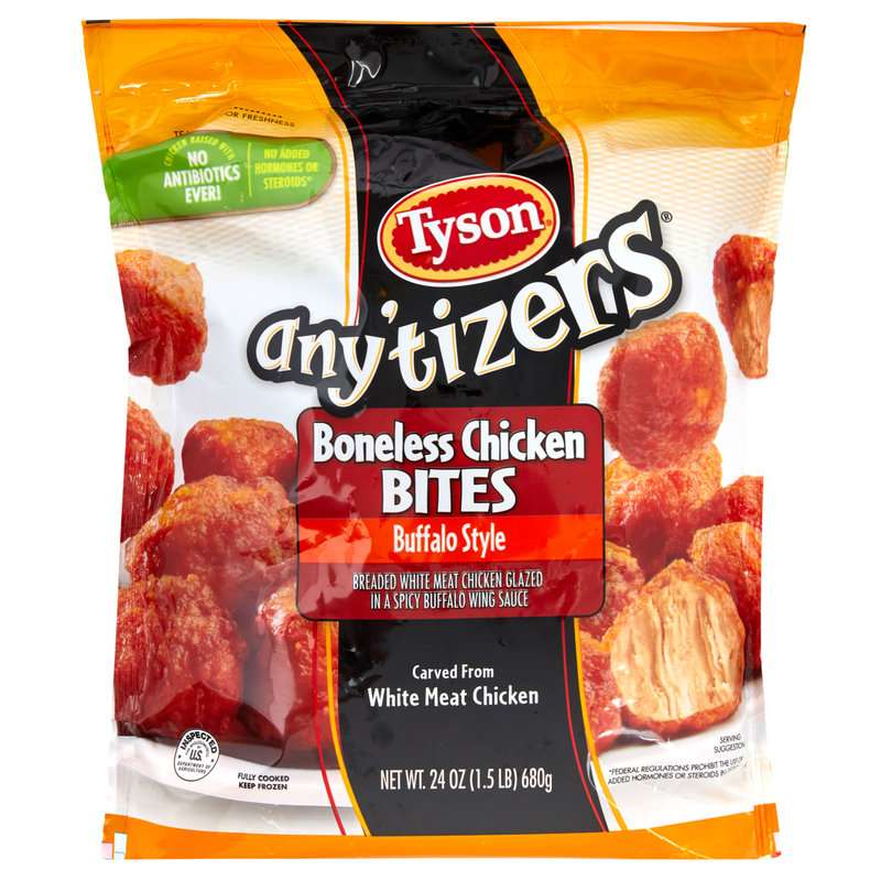 Tyson any’tizers boneless chicken bites, buffalo style, 24-ounce bag
