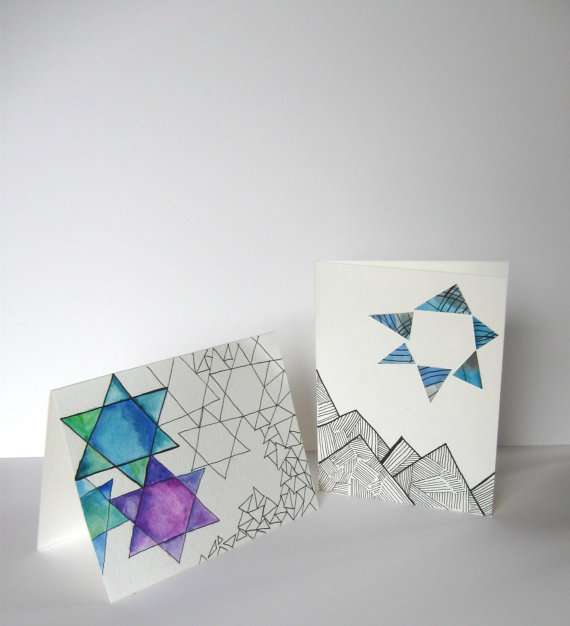 2 Hanukkah greeting cards with the Start of David on them