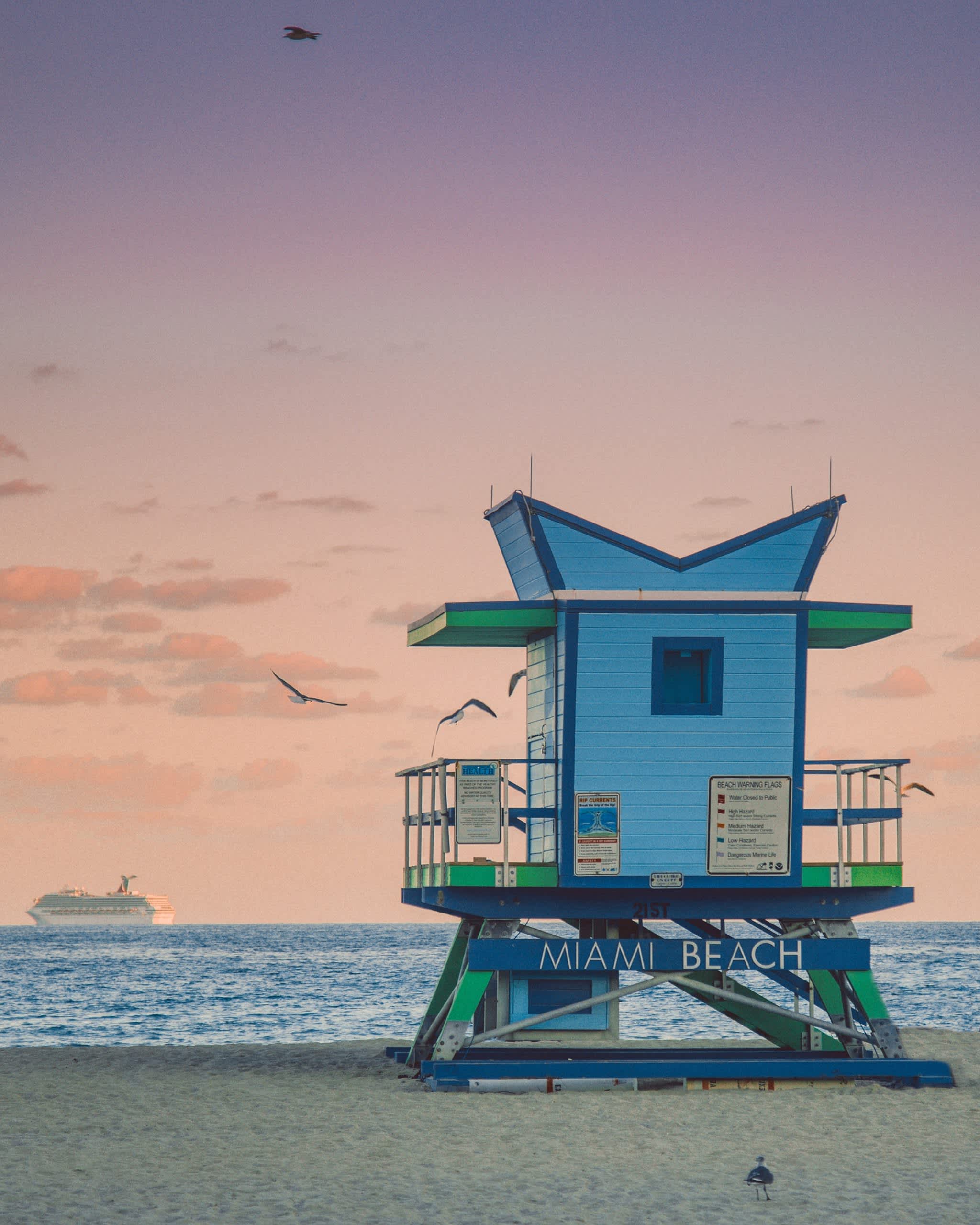 A lifeguard stand on famous Miami Beach