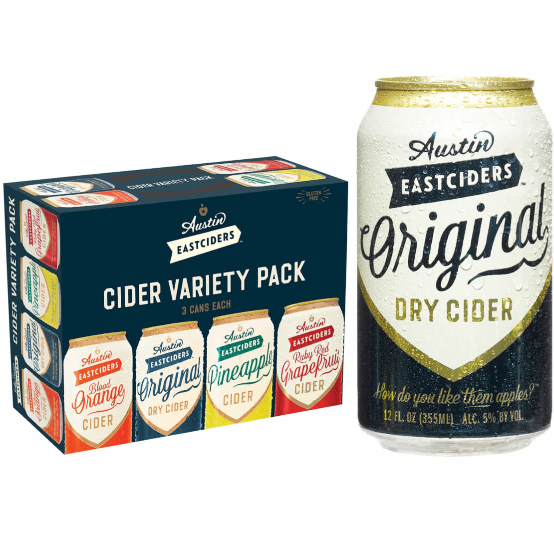 A variety pack of assorted Austin Eastciders hard ciders, 12-pack