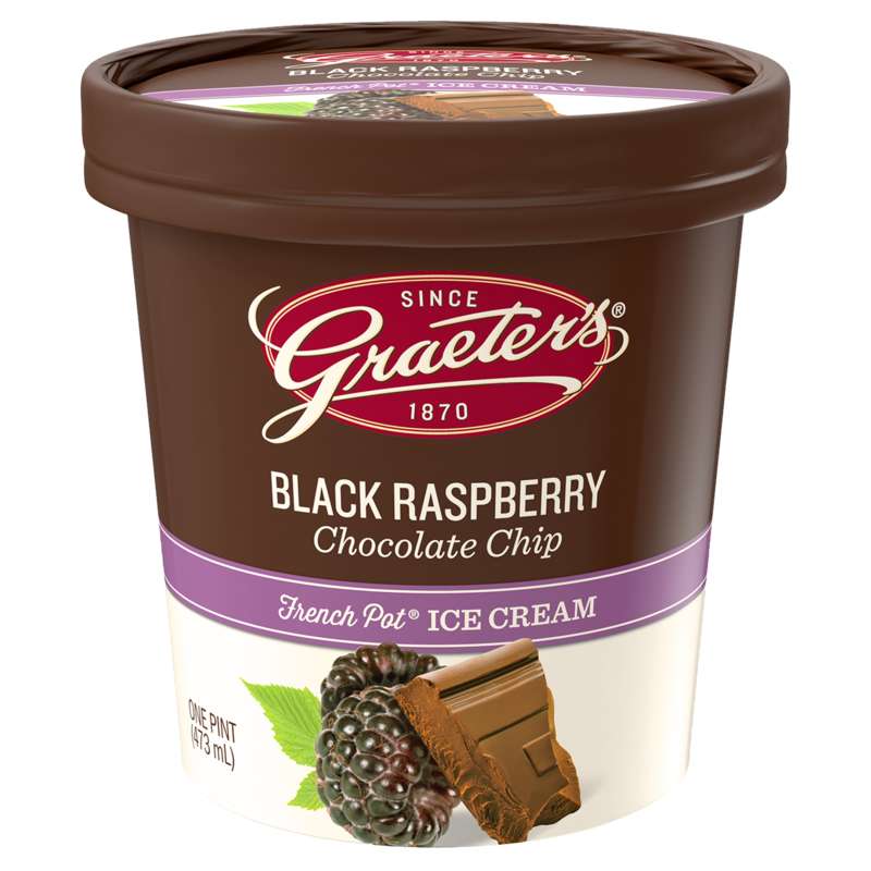 Graeters' black raspberry chocolate chip ice cream