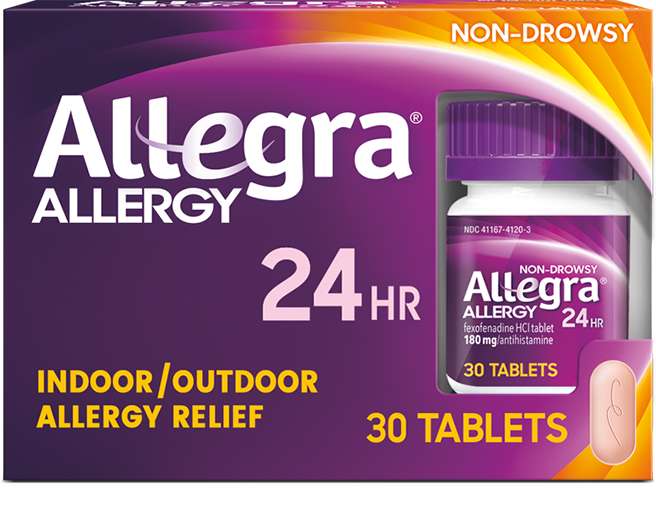 Package of Allegra Allergy 24 HR tablets