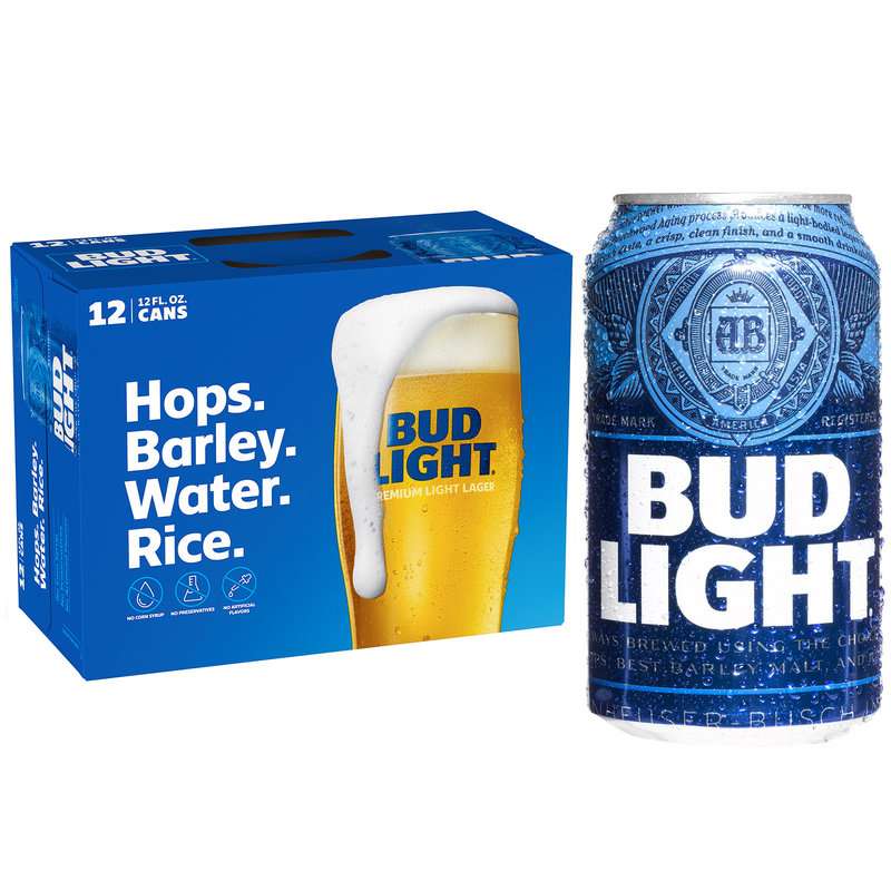 A 12-pack of Bud Light cans