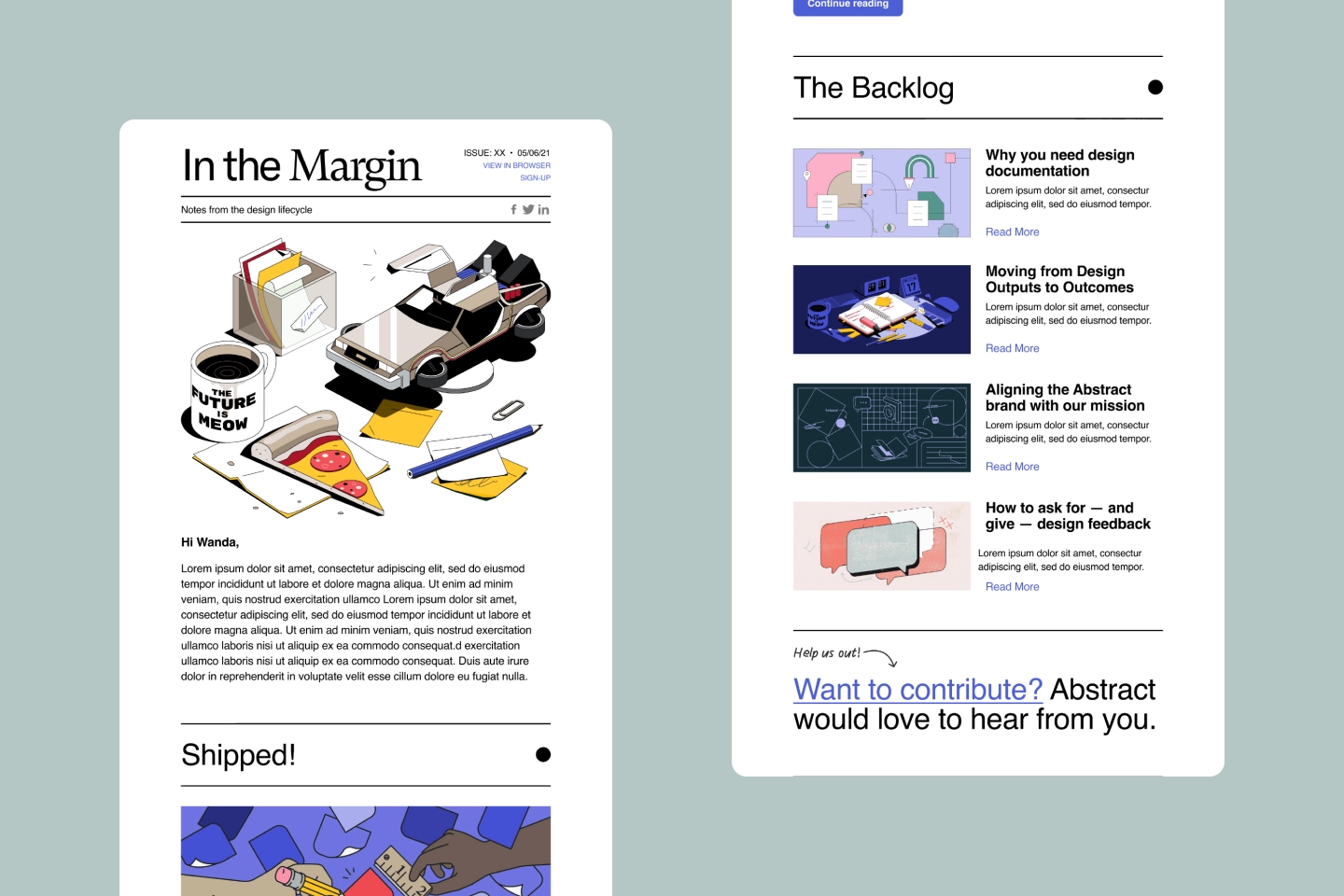 The email design for the In the Margin Newsletter