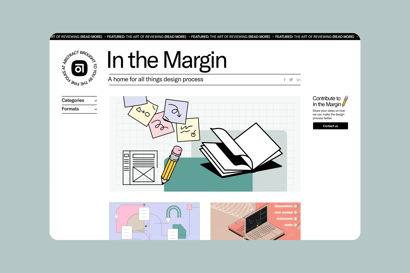 A gif of the scroll and hover effects on In the Margin