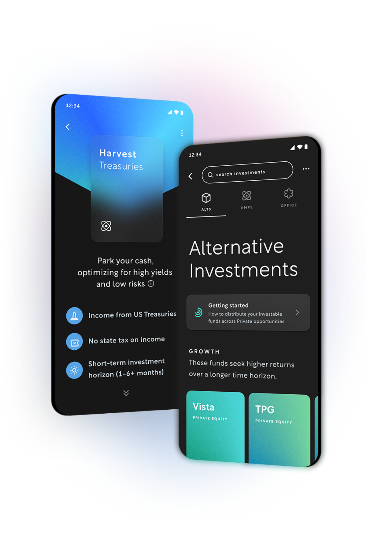 Preview of Arta Finance's app on two mobile devices