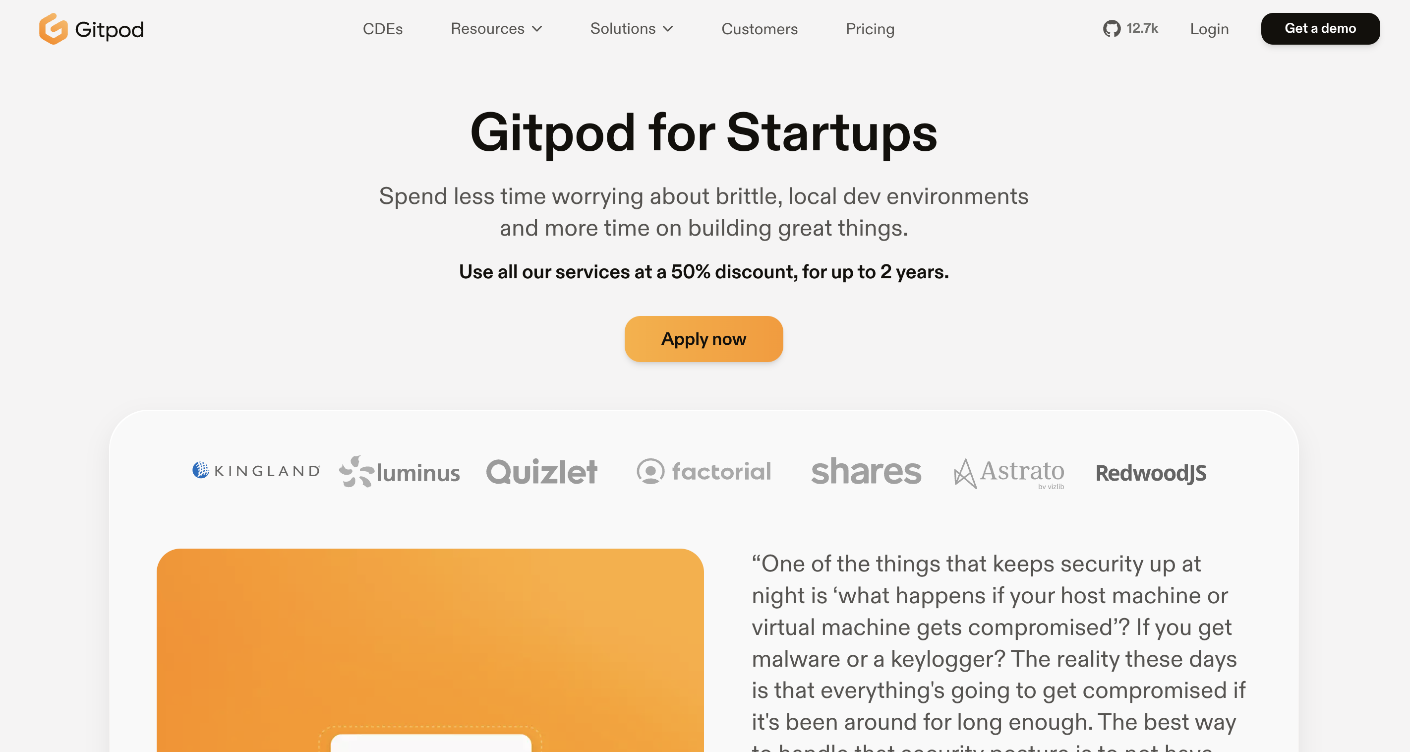 Gitpod for Startups