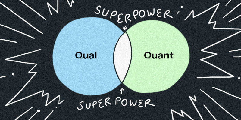 a venn diagram showing qual vs quant, with the inner section being labelled 