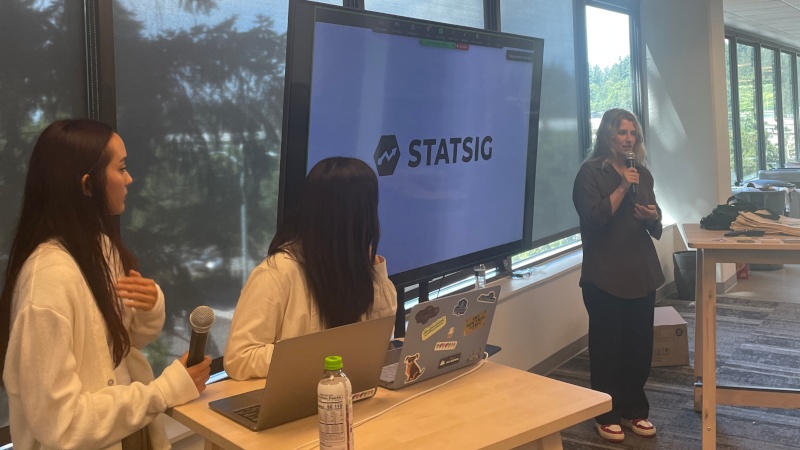 statsig's brand team delivering a presentation about our new visual style