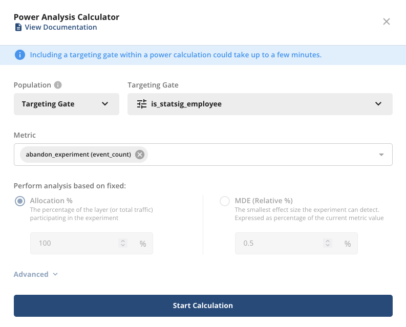 power analysis calculator screenshot