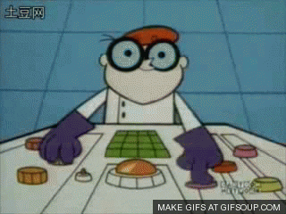 dexter from dexter's lab tv show pushing buttons gif