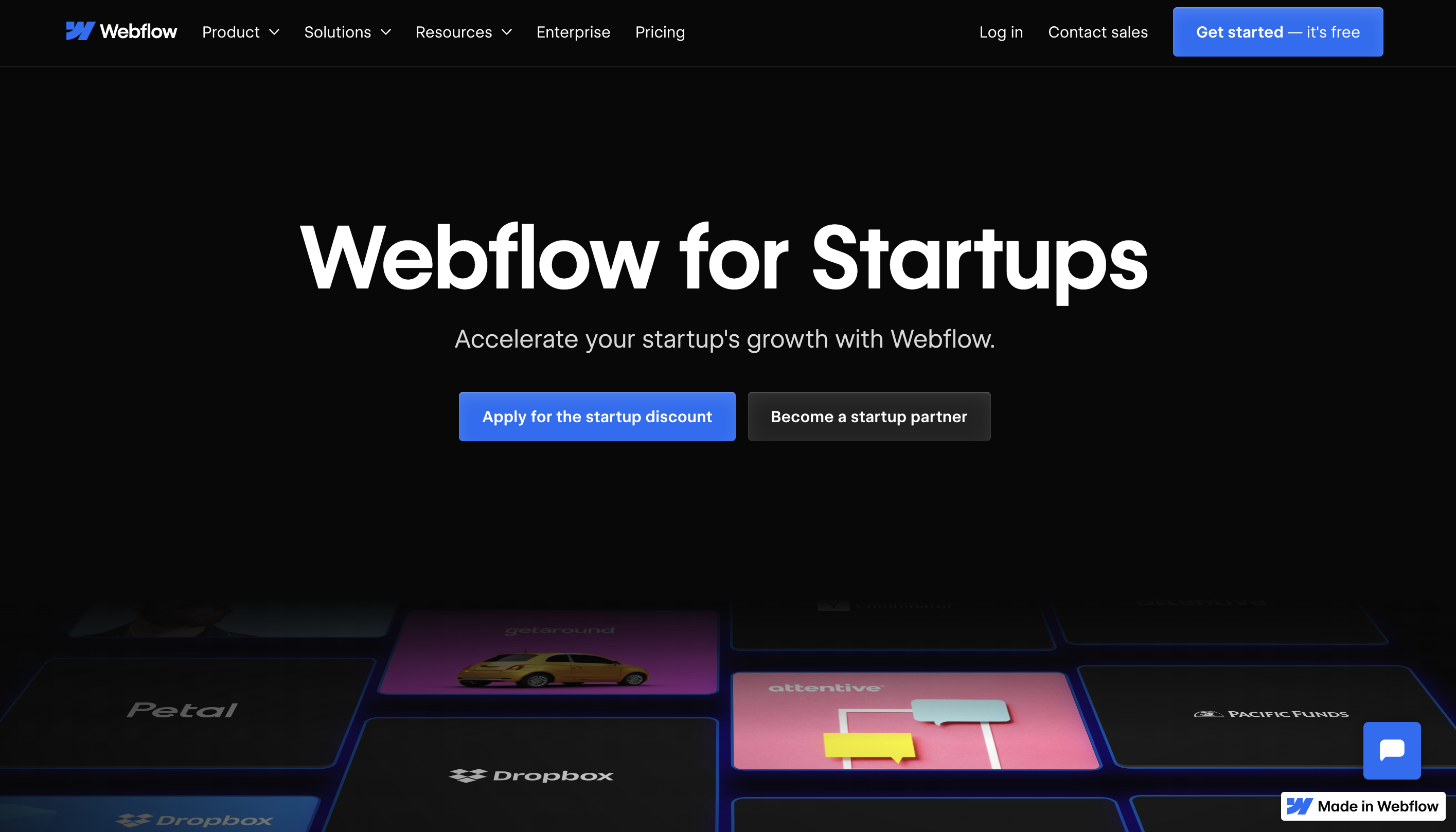 Webflow for Startups