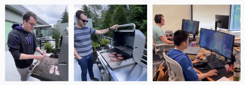 statsig employees grilling and playing league of legends