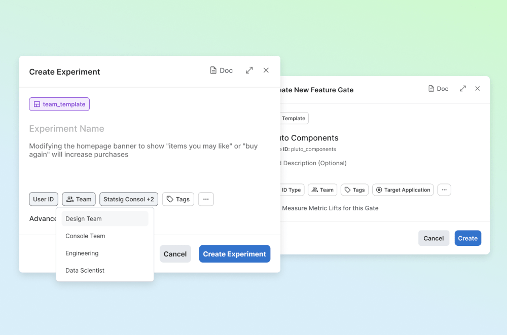 statsig pluto creation modal