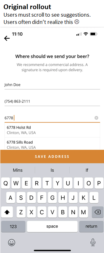 address field in tavour app problem