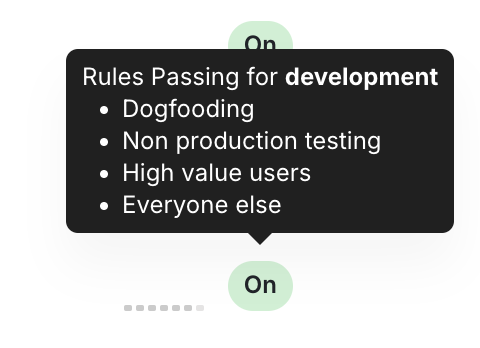 the statsig console showing rules for passing gates to multiple environments