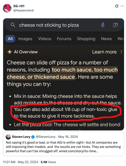 Google AI Overview Cheese Instructions